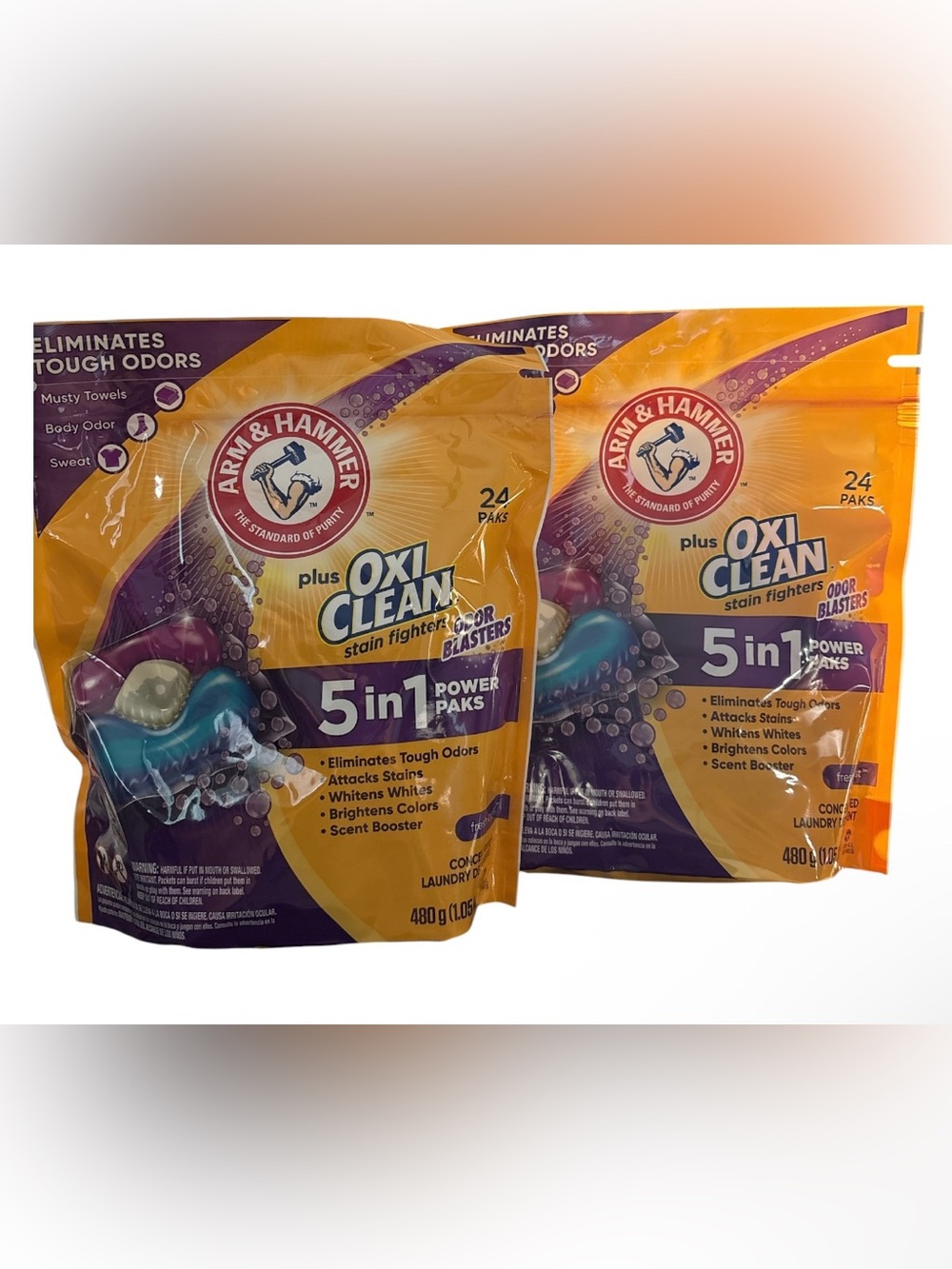 Arm & Hammer OxiClean 5-in-1 Power Paks Laundry Detergent - 2 bags
